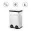 2022 popular home and hotel 2 in 1 garbage bin recycling stainless steel 40L 60L kitchen recycle waste bin