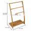 Natural bamboo bathroom 3 layer towel rack free standing bathroom towel rack hot sale household bath towel rack