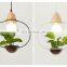Art Deco LED Plant Pendant Light With Base E27 Hanging Lamp For Dining Room Cafe Bar