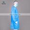 5 Button Knitted Cuffs Snap Closure Disposable Blue SMS Lab Coat with Pockets