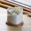 Wholesale Modern White Decorative Garden Flower Holder Heart Shape Ceramic Flower Pot With Bamboo Tray
