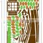 Hot sale XL Green house tree wall sticker bedroom wall decor 60*90cm
