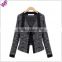 Custom Made Women Wide Faux Fur Collar Black Wool Jacket