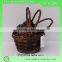 Dark brown color willow fruit storage basket with handle