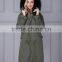 Hot Sale Girls Khaki Green Parka Jacket Wholesale with Real Fur Collar