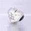 X127 DIY Slide Stamped MY HEART LOOKS FASTEN Letter Red CZ Stone Heart Charms
