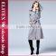 2015 European Design Gray woman long overcoat with belt