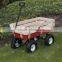 Wood Wagon ALL Terrain Pulling Red W/ Wood Railing Children Kid Garden Cart