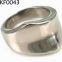 Mens Black Smooth Titanium Stainless Steel Biker Ring Silver