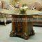 Exquisite Carved Wooden Side Table, Antique Gold Painting Coffee Table With Glass Top, Classical Style Living Room Square Table