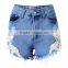 Bohemia style women high waist ripped jeans lace shorts