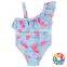 Baby Girls New Print One Swimwear Clothes Ruffle Shoulder Kids Swimsuit