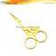 SEM0001G CE Certificated 3-5/8" Professional fully S/S mini thread stork gold plated scissors