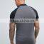 Custom Contrast Raglan Short Sleeve Button Placket Longline Grey men's Cotton/Spandex 200gsm Casual Slim Fit Polo Tshirt