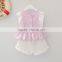 Wholesale Muslin Girls Baby Organic Clothing Ruffle Set Purple Fancy Outfits Lace