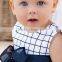 Blue Check Pattern Bowknot Sleeveless Baby Casual Girls Dress