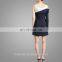 Fashion Design Waistcoat One Shoulder Blazer Side Button Women Dress