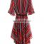 T-D063 Half Sleeve Cheap Casual Stripe Chiffon Beach Ladies Dress