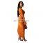 2020 hot ladies dress fashion sexy solid color clothing flared sleeve off-shoulder pleated long skirt for women