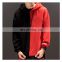 Customized fashion autumn men's hip-hop trendy loose sports T-shirt contrast color stitching long-sleeved round neck sweater men