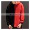 Customized fashion autumn men's hip-hop trendy loose sports T-shirt contrast color stitching long-sleeved round neck sweater men