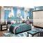 luxury design classic blue leather cama king bed lit bedroom set