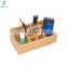 Small Multifunctional Bamboo Organizer Desk Caddy Home Office Accessory Tray School Art Supply Holder Pen Pencil Brush Holder