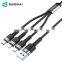SIKENAI Нейлоновая заплетенная USB-розетка для быстрой зарядки. Мульти 3 в 1 USB-кабель для передачи данных и зарядки для iPhone, HUAWEI, Xiaomi