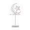 Modern design ramadan led rattan wire moon star heart decoration night light with wooden base for festival celebration