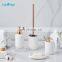 Bathroom Products Sets Toilet Brush Holder Soap Dispenser Tooth Brush Holder Soap Dish with Rhombic Pattern Stoneware