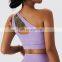 Sexy Hollow One Shoulder Printed Yoga Bras Women Custom Logo Backless Sports Tube Tops