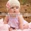 Custom winter cotton crochet handmade knitted beanie hat with adorable satin butterfly for baby and kids