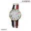 2016 Fashion stainless steel back water resistant leather wrist watch