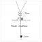 All silver fancy long chain women layered necklace with rhodium plated