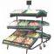 Two layers Vegetable and fruit rack display shelf with good quality