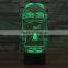 despicable me shape 2016 color changing acrylic 3d led night light lamp star night light