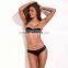 The Mystery of Elastic Straps - RELLECIGA Black Strappy Push-Up Bandeau Top & Strechy Cheeky Low Waist Bottom Swimwear