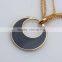 Fashion Jewelry Big Circle Pendant With Black Enamel Jewelry Set Necklace and Earring For Women