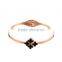 Wedding Jewelry Stainless Steel Rose Gold Lucky Four Leaf Clover Lover Cuff Bangles