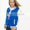 Wholesale female Lush blue color varsity jackets