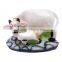 Vastu Hindu Religious Decorative Marble dust Polyresin Kamdhenu Cow and Calf Statue Idol