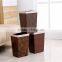 Plastic Medium Rectangle Leather Wraped Cheap Trash Can for Hld With Open Top Button 11L
