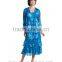 new blue long sleeve mother dress prom gown