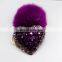 Genuine rabbit fur ball handmade fur bobble pendant with heart boutique