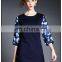 High quality ladies A line dress with print sleeve, half sleeve fashion tunic dress