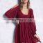 Cold shoulder sleeve chiffon swing dress, embroidered chiffon dress
