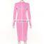 2020 Autumn New Women's Contrast Color Long-sleeved Temperament Slim Ladies Casual Tight Long Dress