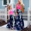 hot pink with belt Mother daughter dresses Sleeveless Floral Long Dress Mother and daughter clothes Mom and daughter dress