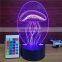 New Technology Jellyfish Ocean Series 3D Acrylic Table Led Night Lamp Light With Remote Control