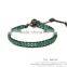 Promotion emerald leather women wrap bracelet custom XE09-0073